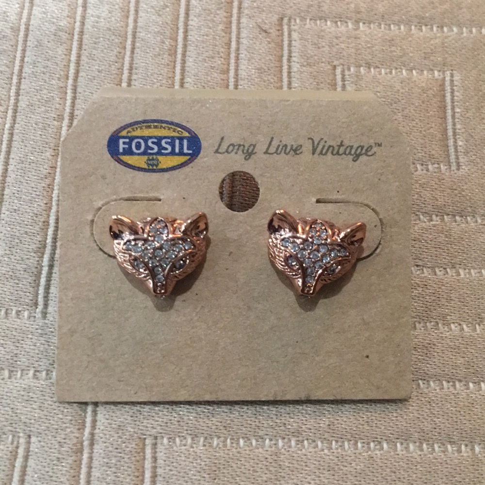 Fossil Fox Stud Earrings